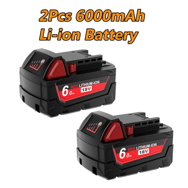 Li-ion batteri, 6000mAh kapacitet, 18V spænding,2Pcs Batteri