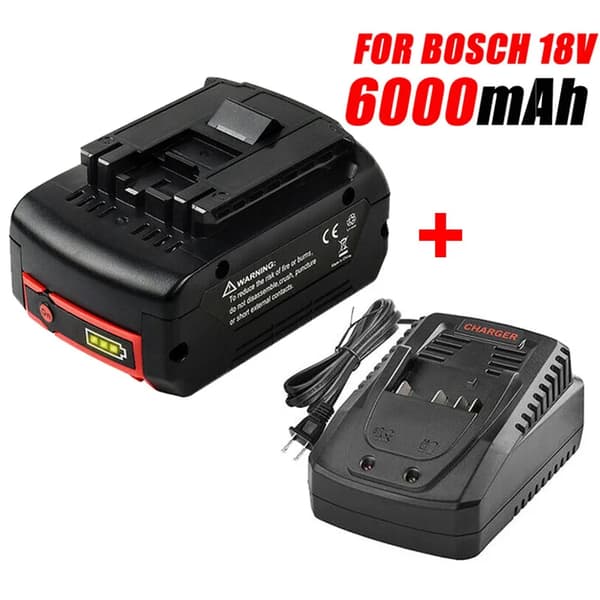 18V 6000mAh Bosch-yhteensopiva litiumakku, suuri kapasiteetti, laaja yhteensopivuus,1 akku 1 Laturi