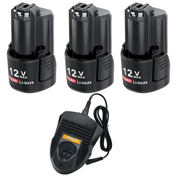 BOSCH Uppladdningsbart Batteri, 4000mAh Li-Ion Kapacitet, Kompatibilitet med BAT411,3 Batteri 1 Laddare