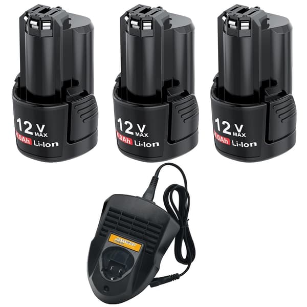BOSCH Uppladdningsbart Batteri, 4000mAh Li-Ion Kapacitet, Kompatibilitet med BAT411,3 Batteri 1 Laddare
