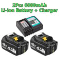 Miniatyrbillede 2 af 2: BL1830 Erstatningsbatteri, 6000mAh kapacitet, 18V spænding,2 6.0Ah 4A Oplader