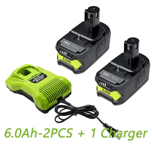 Ryobi 18V Lithium-ion Batteri, 9.0Ah & 6.0Ah Muligheder, CE & RoHS Certificeret,2 6Ah 1 Oplader