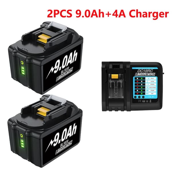 18V-batteri, 9,0Ah kapacitet, dubbelportladdare,paket 9