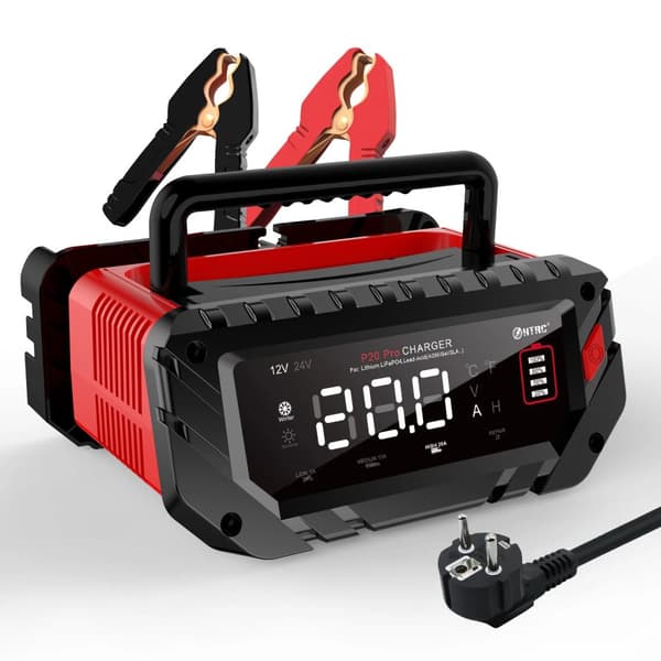 Auton akkulaturi, 12V/24V lähtö, 20A/10A virta,EU-pistoke