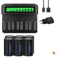 Pikkukuva 1 / 2: Ladattavat D-kokoiset paristot, 6000-10000mAh kapasiteetti, nopea latauskyky,6kpl ja laturi