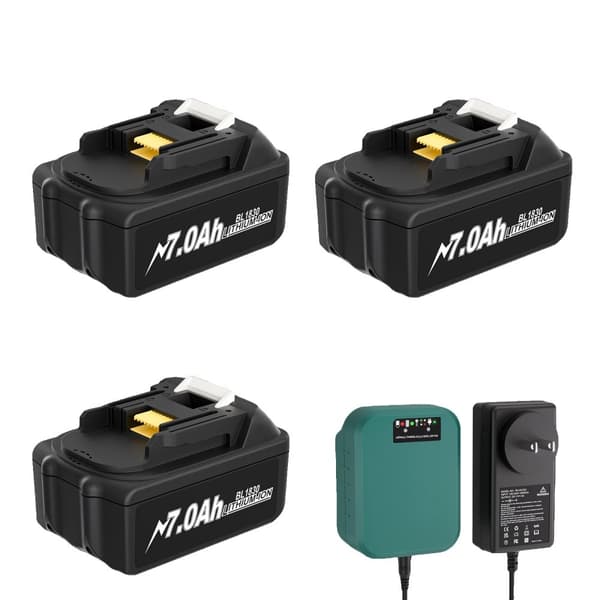7000mAh Vaihtobattery, yhteensopiva BL1830-sarjan kanssa, Li-ion-tyyppi,3 Akut 1 Laturi