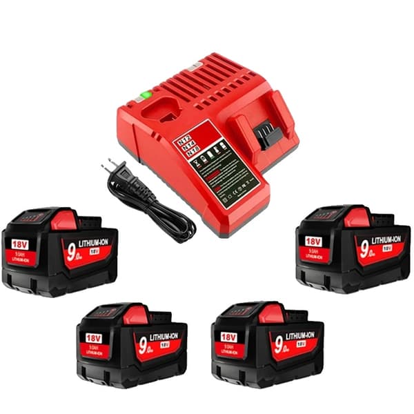 Ersättning för 18V-verktyg, kapacitet, CE-certifierad,4Pcs 9.0 Laddare