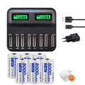 Miniatyrbillede 1 af 2: D Størrelse Genopladeligt Batteri, 8000mAh Kapacitet, 1200-1800 Opladningscykler,6 batteri 1 opladerB