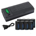 Miniatyrbillede 1 af 2: Genopladeligt D-størrelse batteri og oplader sæt, 10000mAh kapacitet, smarte sikkerhedsfunktioner,8 Batteri 1 Oplader