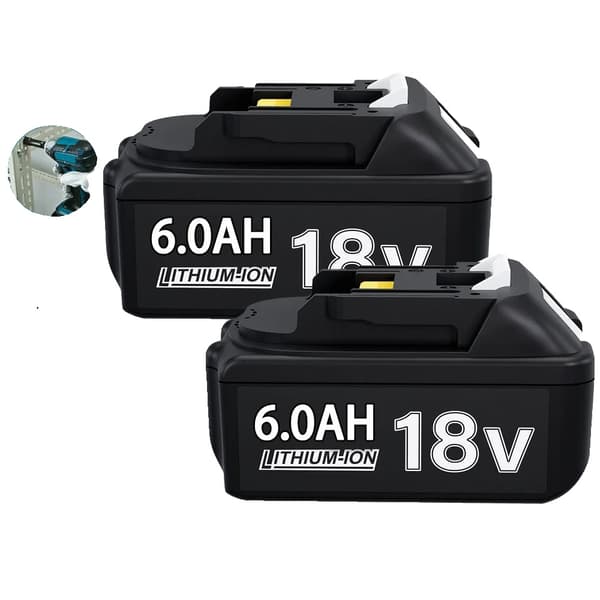 18V litiumjonbatteri, 6,0Ah kapacitet, LED-indikator,2 Stycken 6.0AH