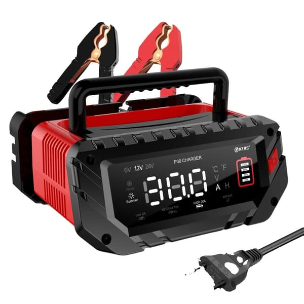 Auton akkulaturi, 12V/24V lähtö, maksimi latausvirta,30A-EU PISTOKE