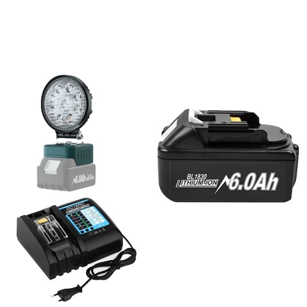 Uppladdningsbart Li-Ion-batteri, 6000mAh kapacitet, flexibla laddningsalternativ,6AhX1 LaddX1 LampaX1