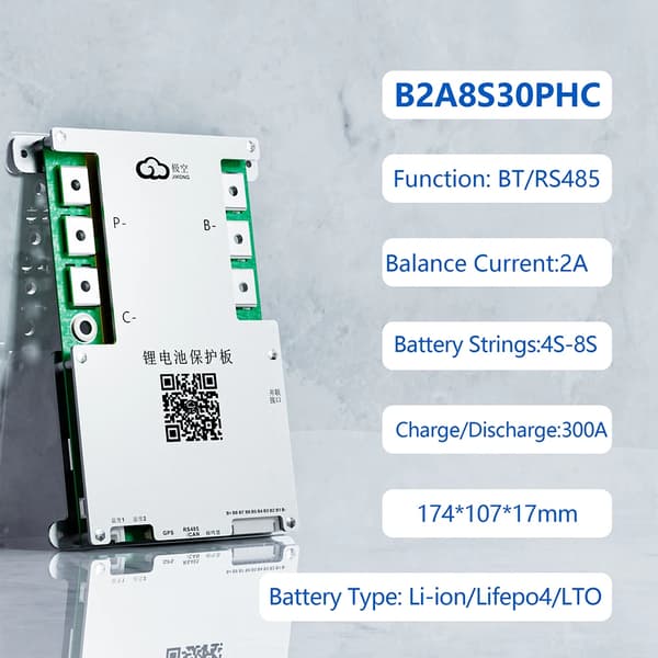 Smart BMS, 4S-8S kompatibilitet, 300A opladnings-/afladningsstrøm,JK-B2A8S30P-HC