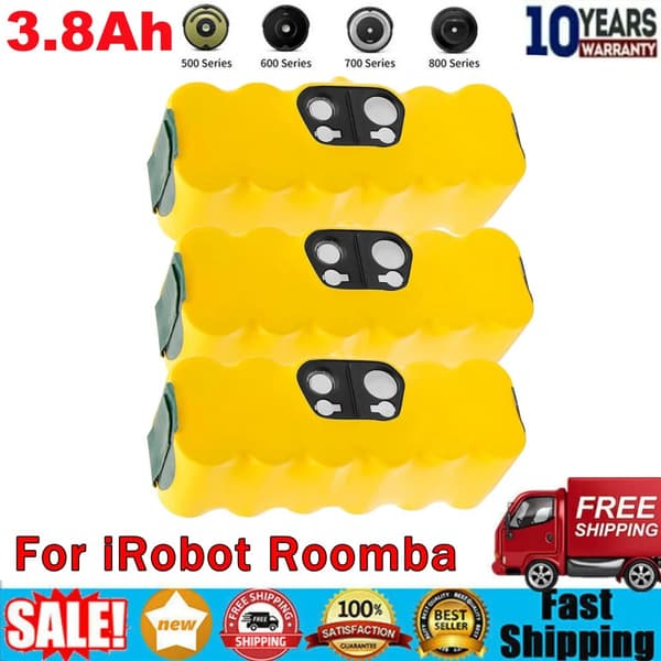 iRobot Roomba Batteri, 3800mAh kapacitet, 14.4V Ni-MH type,3 pakke