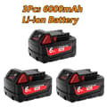 Miniatyrbillede 2 af 2: Erstatningsbatteri til M18 værktøj, 6000mAh kapacitet, 18V Li-Ion strøm,3Pcs Batteri