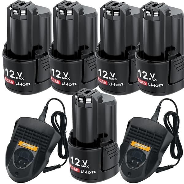 BOSCH Ladattava Akka, 4000mAh Li-Ion Kapasiteetti, Yhteensopivuus BAT411:n kanssa,5 Akut 2 Laturia