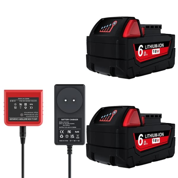 Vaihtolitiumpolymeeriakku, 18V jännite, 6000mAh kapasiteetti,2Pcs 6.0 Laturi-a