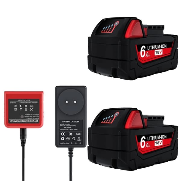 Vaihtolitiumpolymeeriakku, 18V jännite, 6000mAh kapasiteetti,2Pcs 6.0 Laturi-a