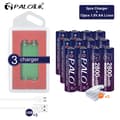 Miniatyrbillede 2 af 2: PALO 1.5V AA Genopladeligt Batteri, 2800mWh Kapacitet, USB Smart Oplader,12stk og 3charger