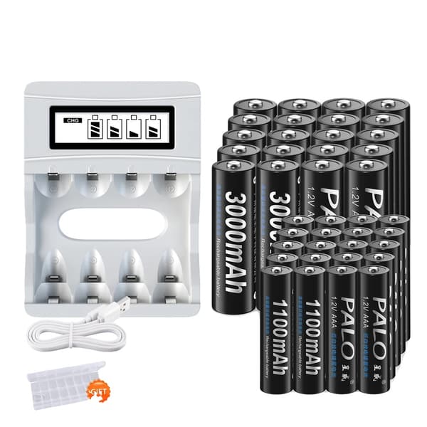 PALO Ladattava Paristopaketti, 3000mAh AA, 1100mAh AAA,20AA 20AAA 1 laturi
