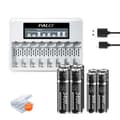 Miniatyrbillede 1 af 2: Genopladelige lithium-ion-batterier, høj kapacitet 3400mWh AA, hurtigoplader inkluderet,4AA 4AAA 1Lader
