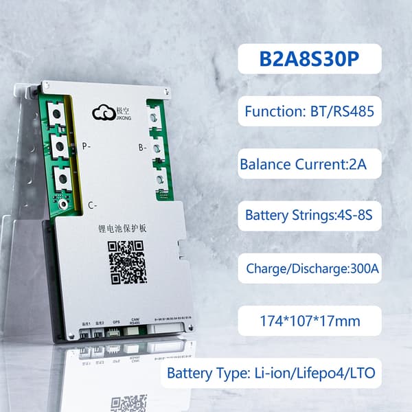 Smart BMS, 4S-8S kompatibilitet, 300A opladnings-/afladningsstrøm,JK-B2A8S30P