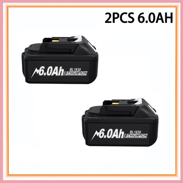 Akku, 6000mAh kapasiteetti, 18V litiumvoima,2 kpl