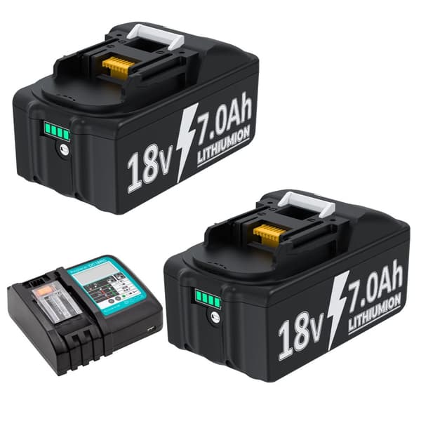 Ersättningsbatteri för BL1830, 18V, 7000mAh kapacitet,2 st 1 laddare