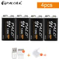 Pikkukuva 2 / 2: PALO 9V Ladattava Akka, 1200mAh Kapasiteetti, Micro USB Lataus,4kkl