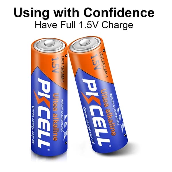 PKCELL AAA Alkaline Batteri, 1,5V Strøm, 140min Kapacitet,1,5v