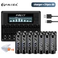 Miniatyrbillede 2 af 2: PALO Genopladelige AA-batterier, 3000mAh kapacitet, oplader inkluderet,24 AA 1 oplader