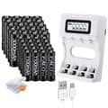 Miniatyrbillede 1 af 2: PALO Genopladeligt Batterisæt, 3000mAh AA Kapacitet, Smart USB Oplader,20AA AAA og oplader, 1,2V