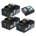 Miniatyrbild 2 av 2: Ersättningsbatteri för BL1830, 18V, 7000mAh kapacitet,3 st 1 laddare
