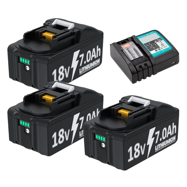 Ersättningsbatteri för BL1830, 18V, 7000mAh kapacitet,3 st 1 laddare