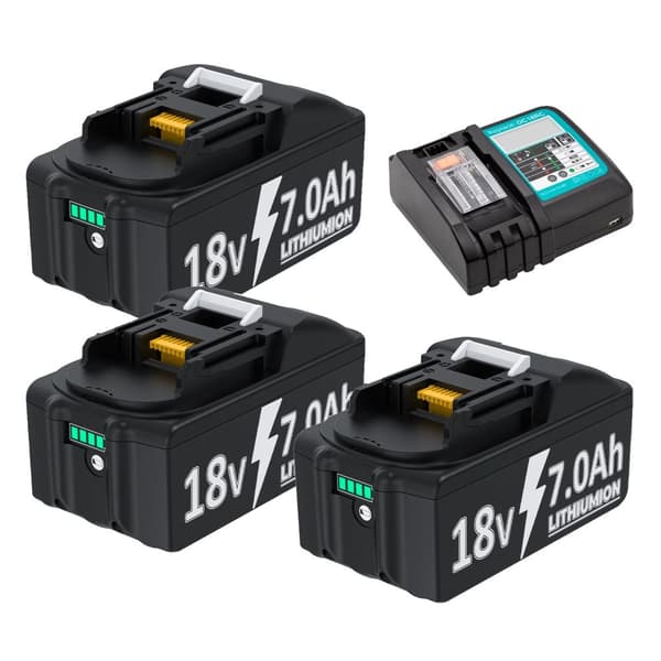 Ersättningsbatteri för BL1830, 18V, 7000mAh kapacitet,3 st 1 laddare