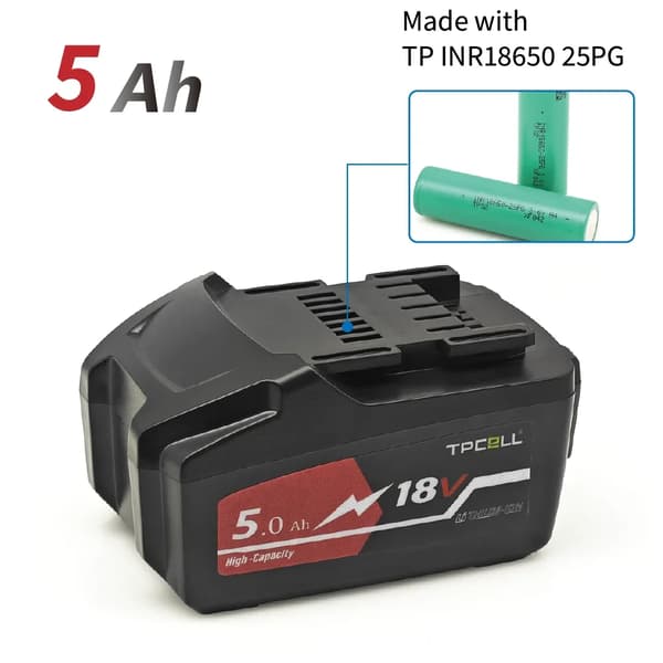 18V batteri, 5000mAh kapacitet, integreret beskyttelsessystem,5Ah batteri