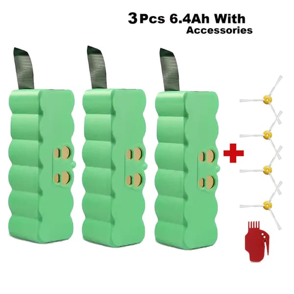Li-ion batteri til iRobot Roomba, 14,4V, 6400mAh kapacitet,3stk Li-ion-batteri
