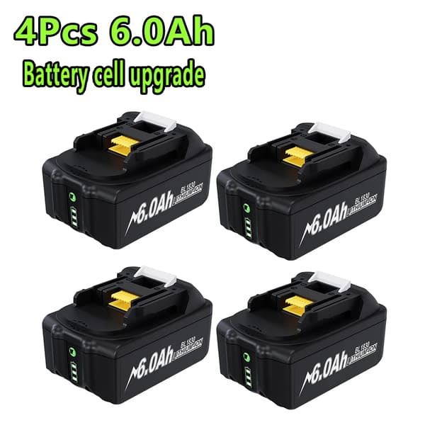 Uppladdningsbart litiumjonbatteri, 6,0 Ah kapacitet, förbättrade säkerhetsfunktioner,6.0AH-4PCS
