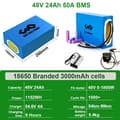 Miniatyrbillede 2 af 2: Ebike Batteripakke, 48V 20Ah Kapacitet, 960WH Effekt,48V24AH 50A BMS