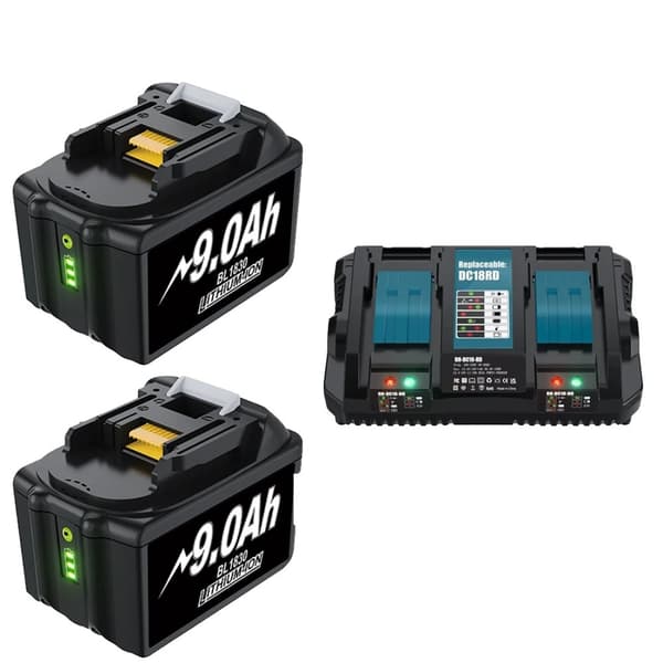18V-batteri, 9,0Ah kapacitet, dubbelportladdare,paket 12