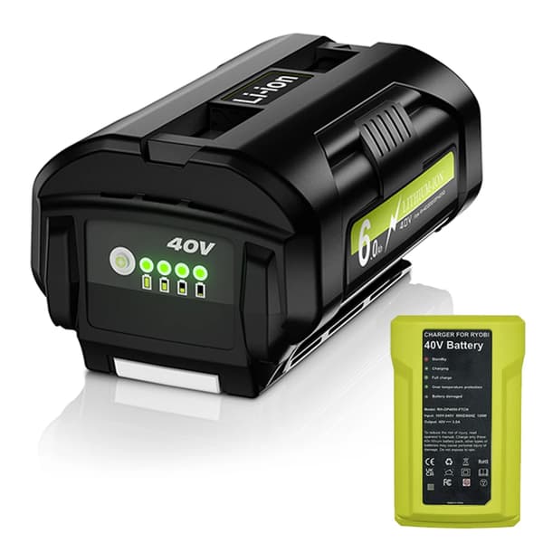 40V Litiumakku, 6000mAh kapasiteetti, yhteensopiva Ryobi-työkalujen kanssa,1 Akun 1 Laturi