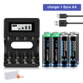 Miniatyrbillede 2 af 2: CITYORK 1.5V AA Genopladeligt Batteri, 3000mWh Strøm, Genbrug 1800 Gange,1 oplader og 8stk