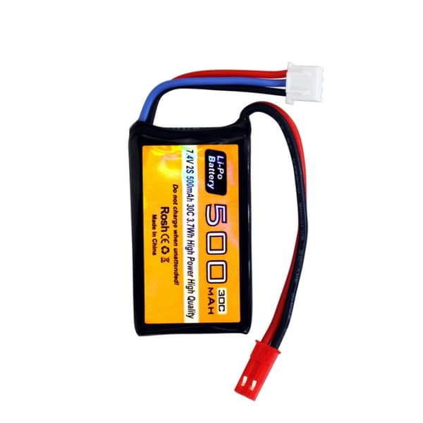 Li-Ion-akku RC-ajoneuvoille, 500mAh kapasiteetti, JST-2P-liitin, CE-sertifioitu
