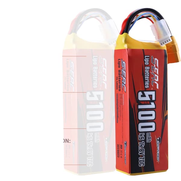 RC Lipo-batteri, 5100mAh, 11.1V/14.8V,5100-4S-70C-XT90