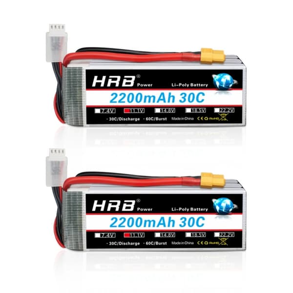 LiPo-akku, 11.1V, 2200mAh kapasiteetti, 30C purkausnopeus,3S 2200mAh XT60 2kpl