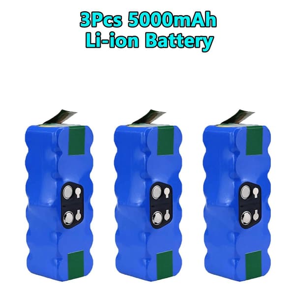 iRobot Roomba Erstatningsbatteri, 5000mAh Kapacitet, 14.4V Spænding,3Pak 5000mAh
