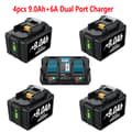 Miniatyrbillede 2 af 2: 18V batteri, 9,0Ah kapacitet, dual port oplader,pakke 13