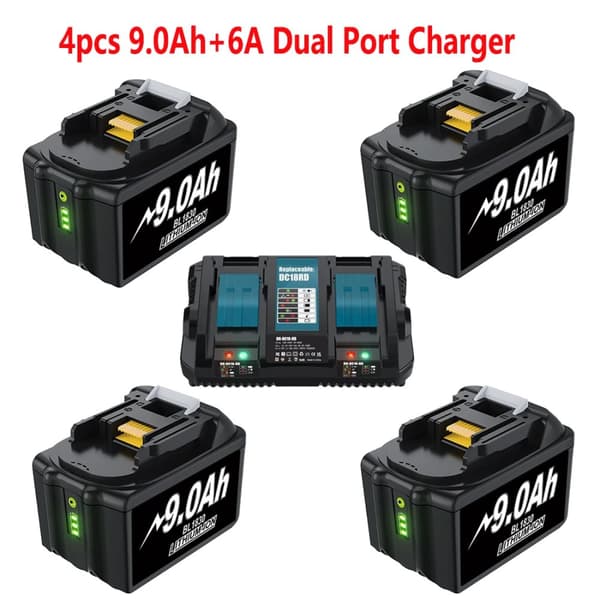 18V batteri, 9,0Ah kapacitet, dual port oplader,pakke 13