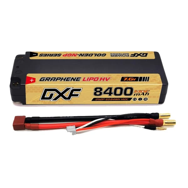 Lipo-batteri, 8400mAh, 7.6V, 140C,2PCS2S8400140CT5MM