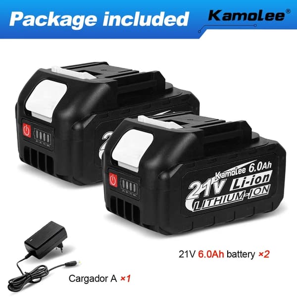 Li-ion batteripakke, 21V 6.0Ah kapacitet, inkluderer oplader A,2x6.0Ah Oplader A, EU